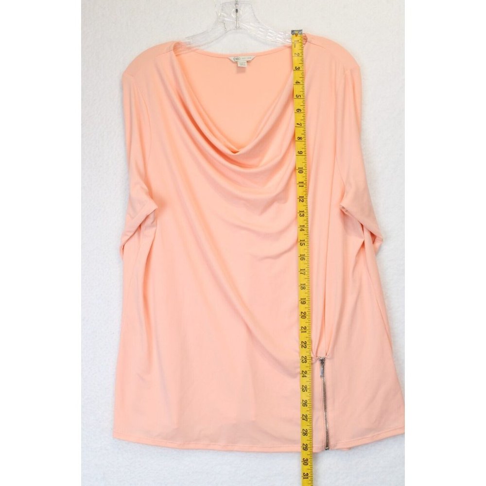 Cato Knit Top Women 14 / 16 Zipper Accent Jewel Neckline Peachy Pink Cottagecore - Picture 5 of 11